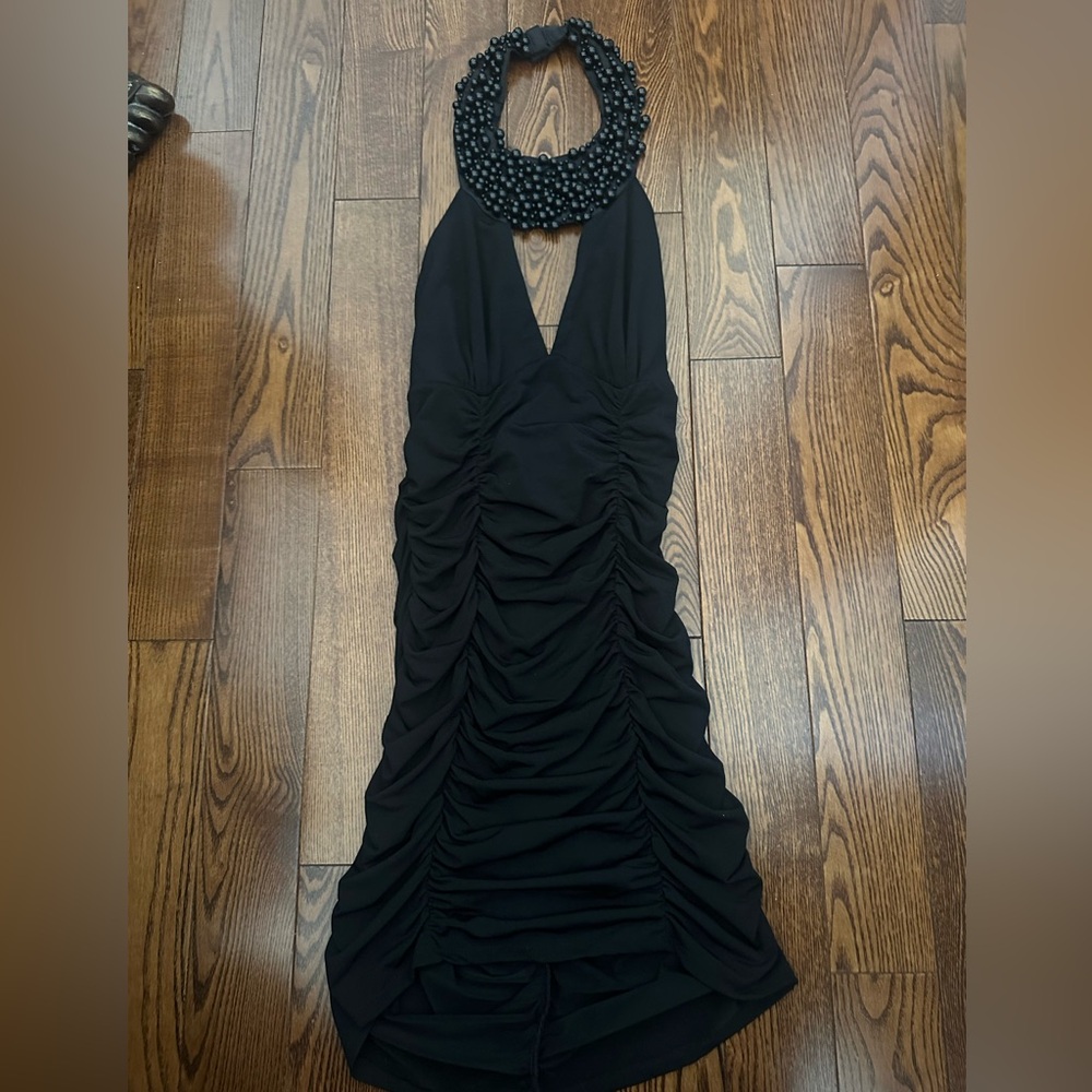 Dreamgirl Black Beaded Backless Dress